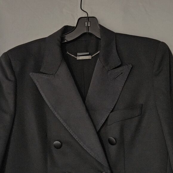 Alexander McQueen 2007 Vintage Black Wool Blend Tuxedo Style Long Coat Dress - Picture 3 of 16